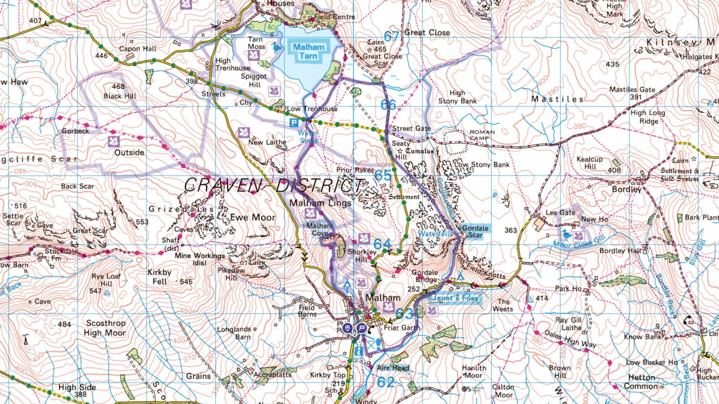 Malham Cove and Goredale Scar map