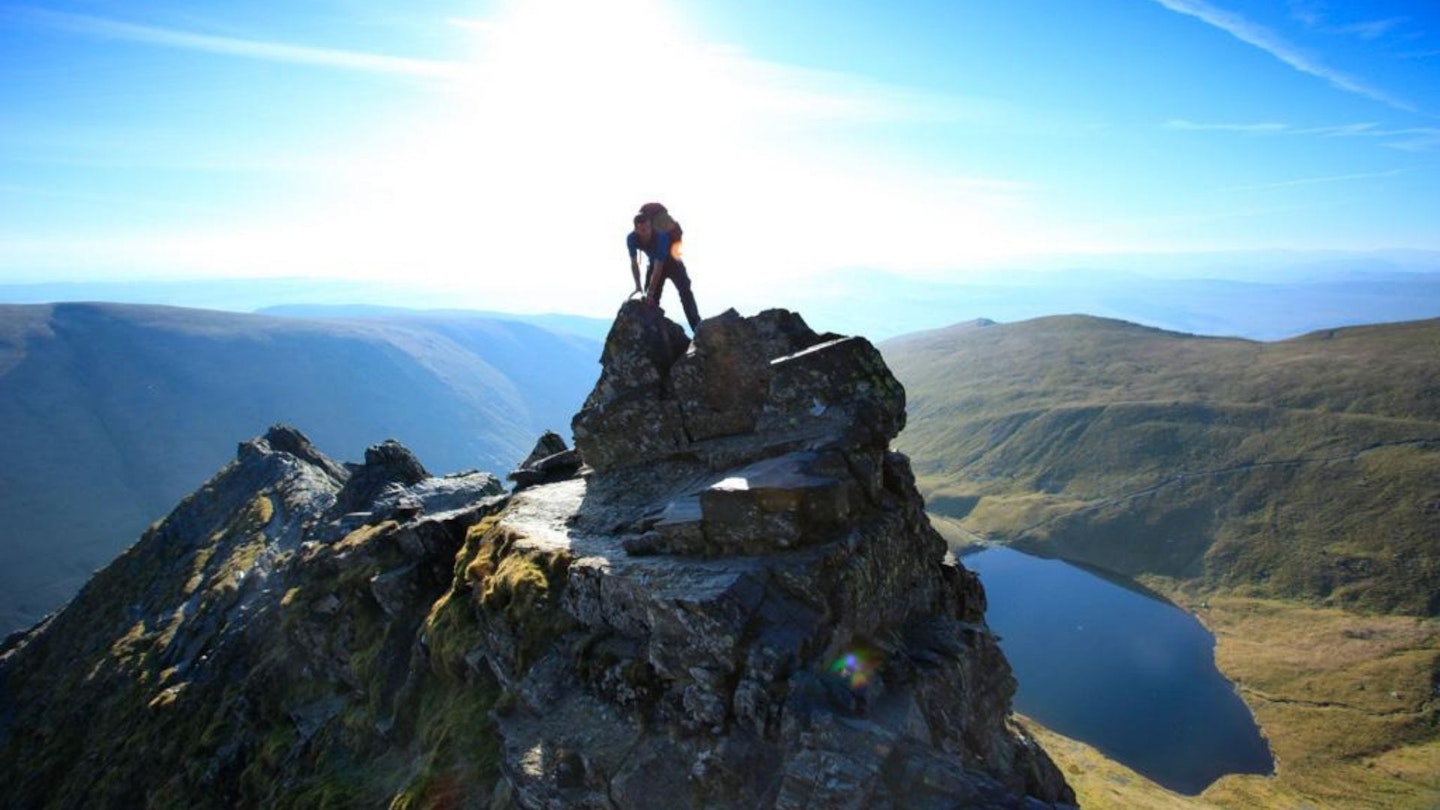 Scrambling on Sharp Edge Blencathra Lake District