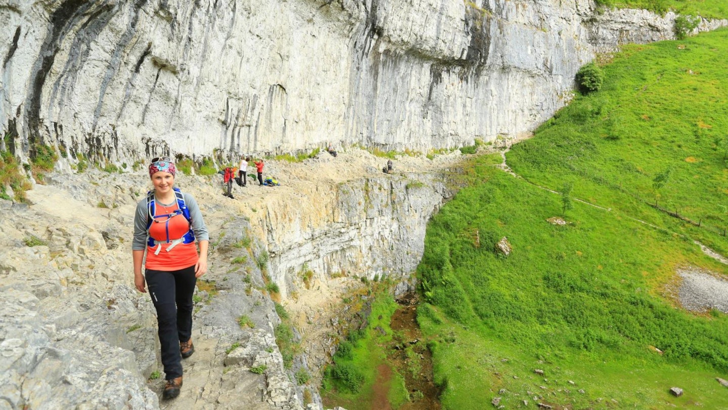 Walking on the cliffs at Malham Yorkshire Dales