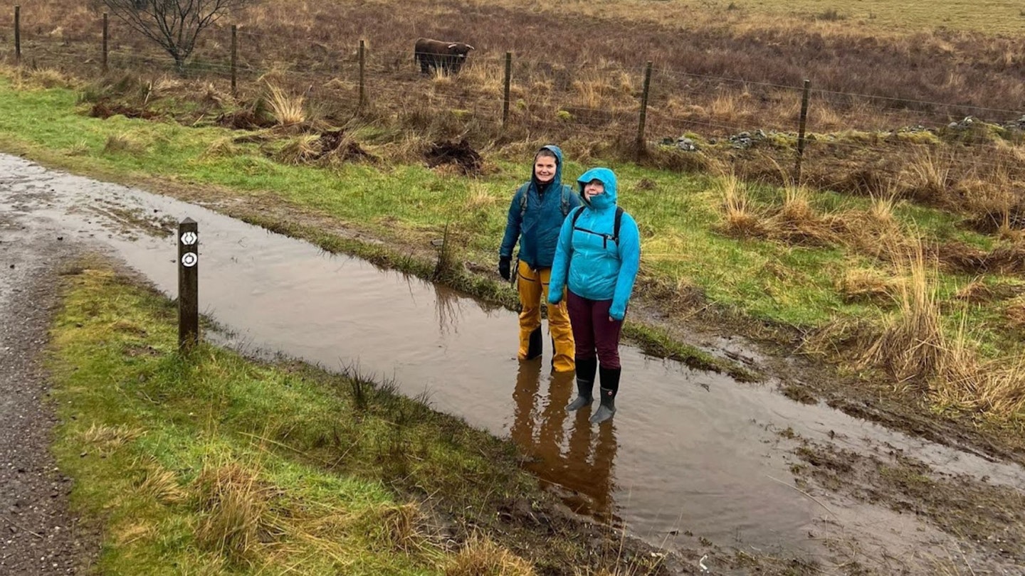 Walking wellies stuck in a big puddle