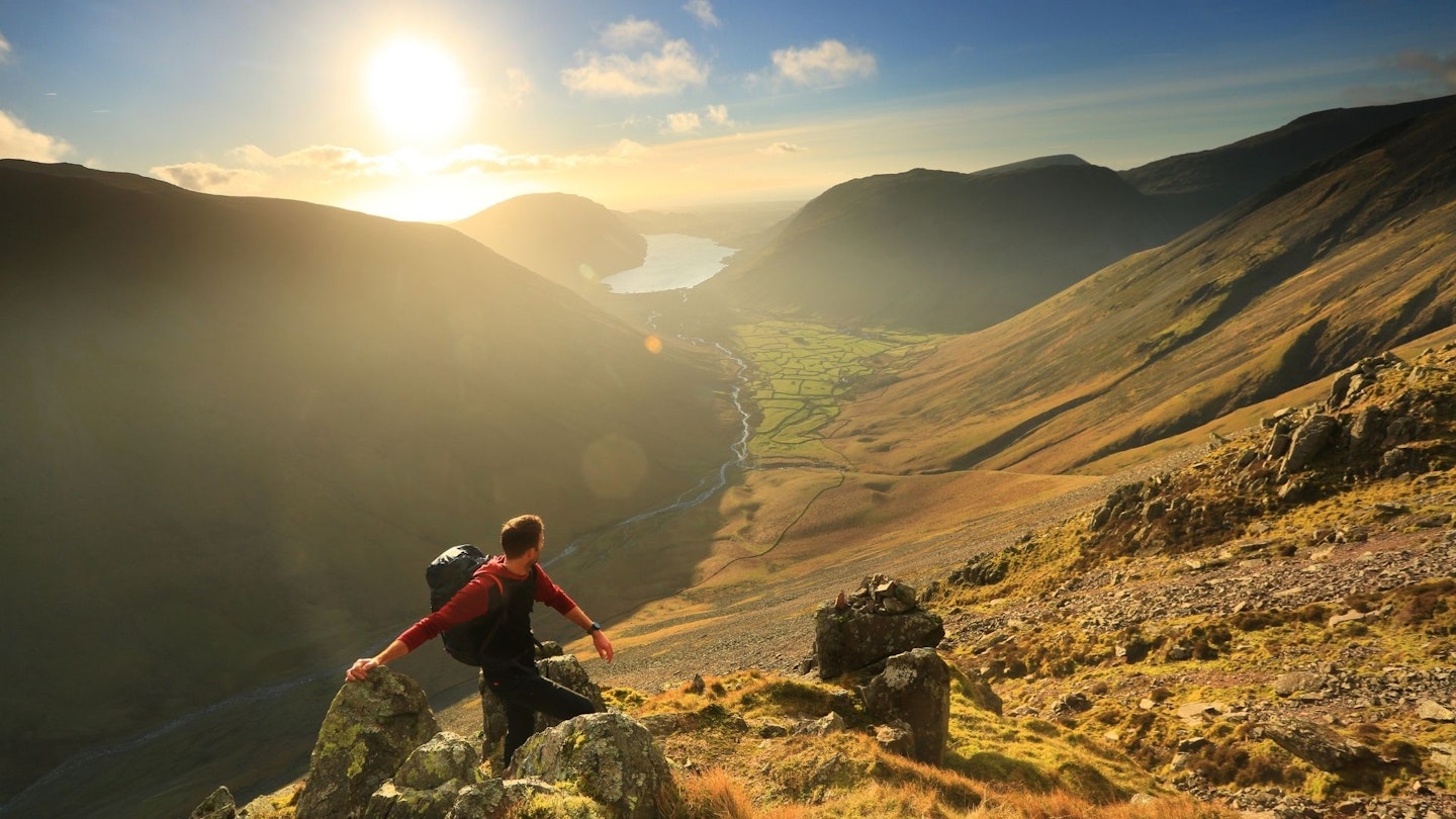 Wasdale from Great Gable Climbers Traverse Lake District