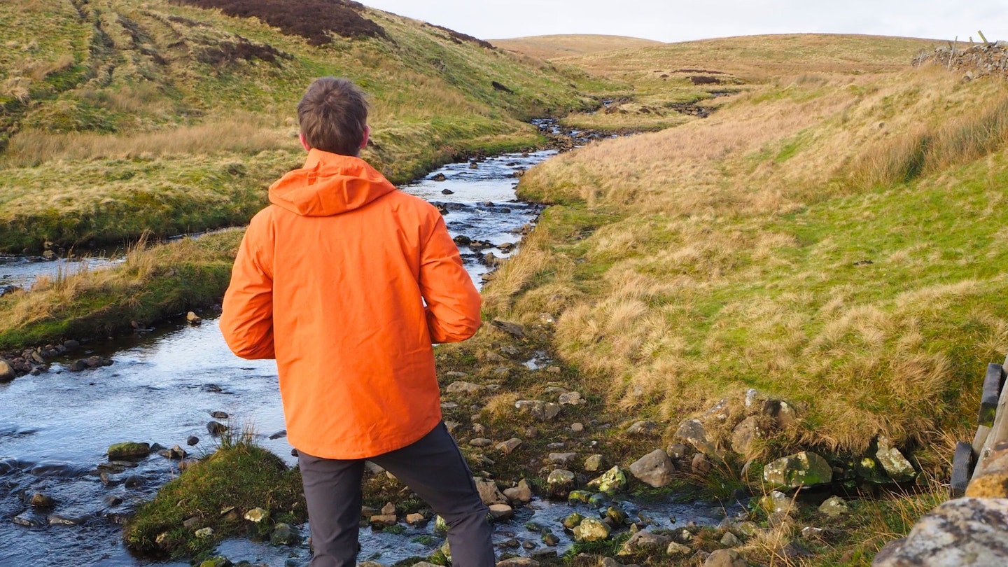 Rear of Finisterre Stormbird Waterproof Jacket