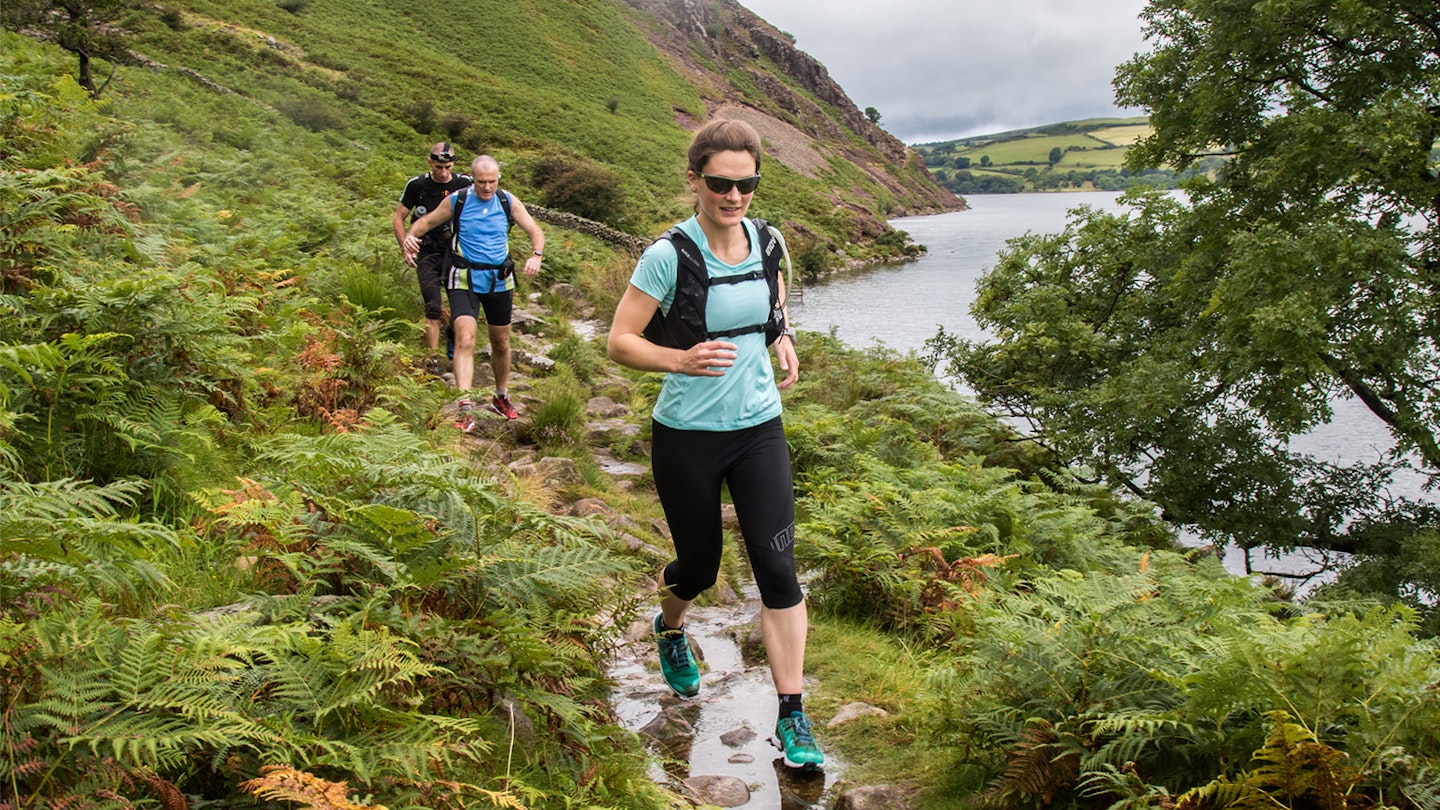 trail running alongside the lake