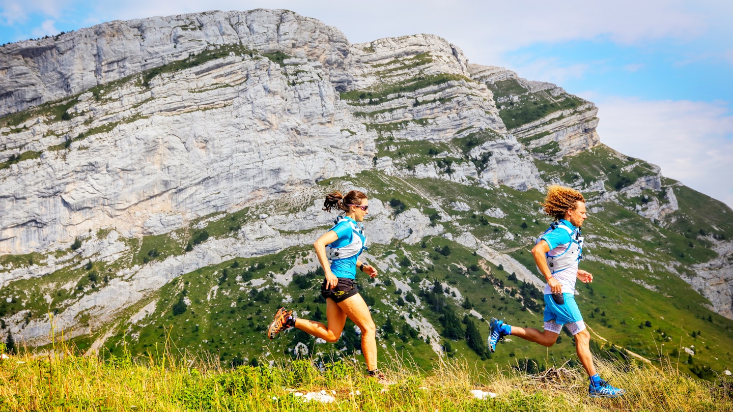 trail running by chalk cliffs