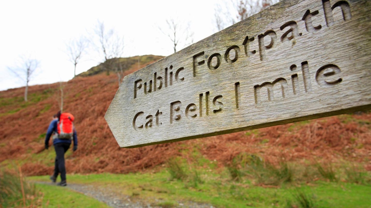 Cat Bells signpost Lake District