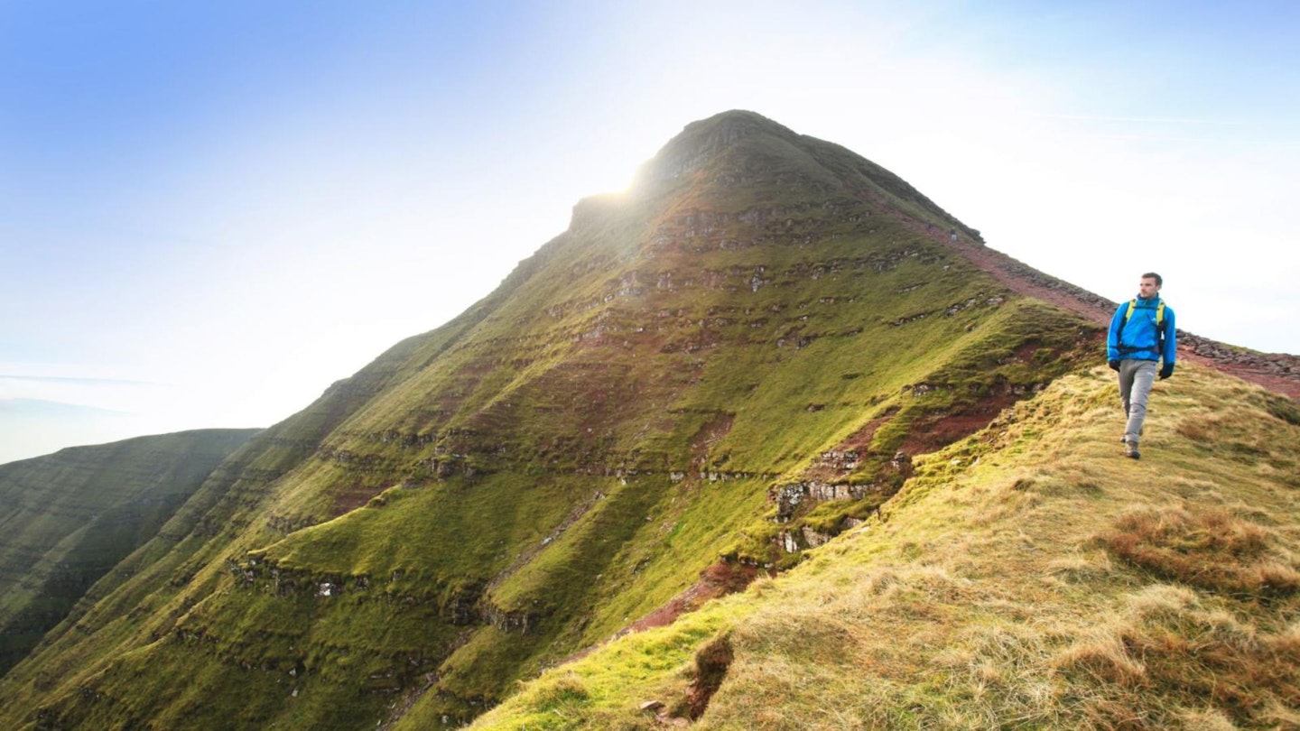 Descending Pen y Fan north ridge Brecon Beacons