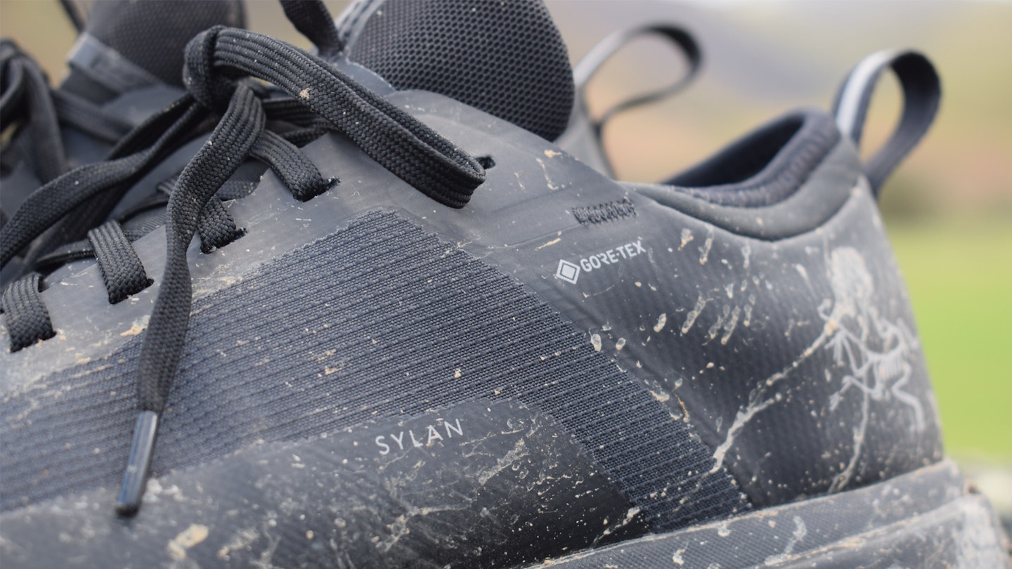 Gore-tex logo on the Arcteryx Sylan trail running shoes