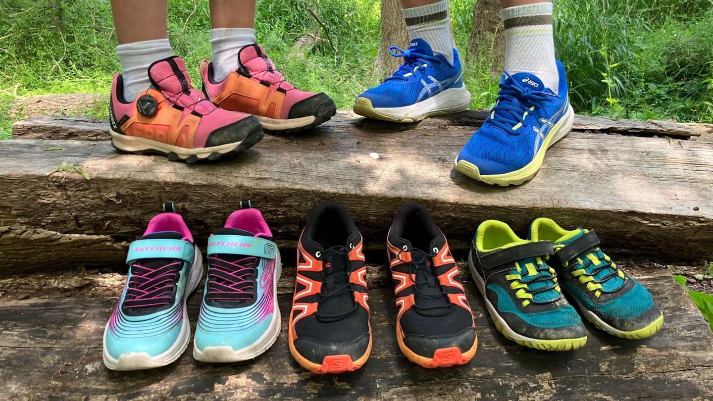 Kids running shoes being tested