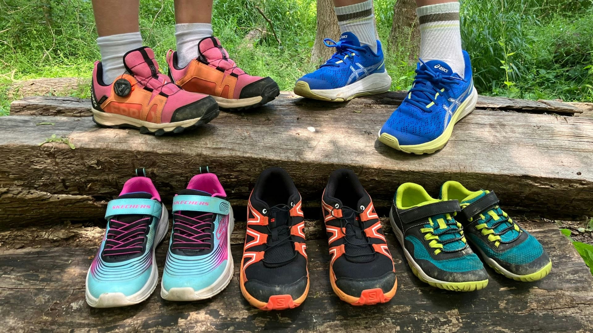 Kids running shoes being tested