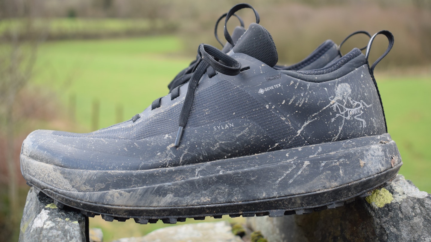 Side photo for reviewing the midsole of the Arcteryx Sylan trail running shoes