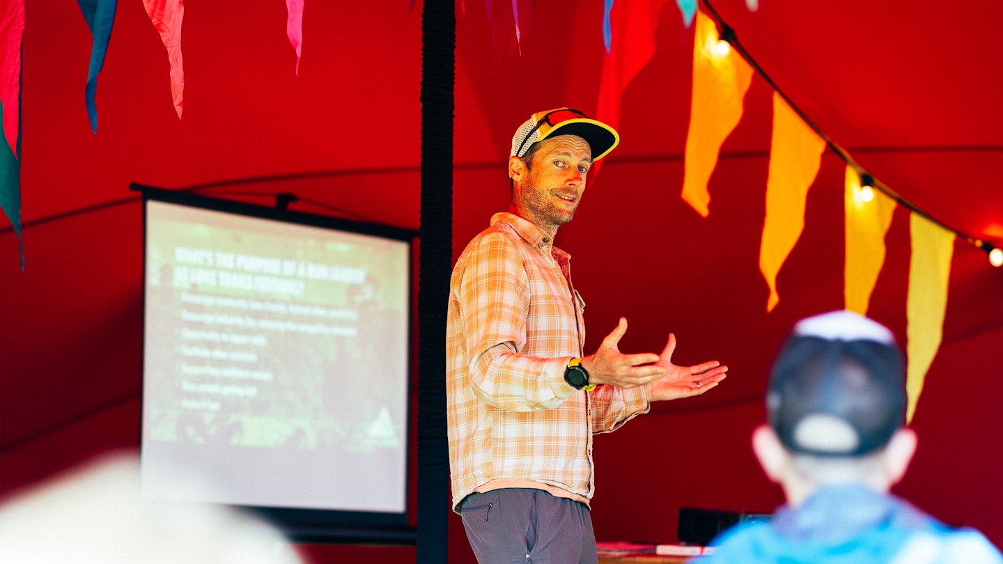 Simon James giving a talk for run the wild credits Tanya Raab