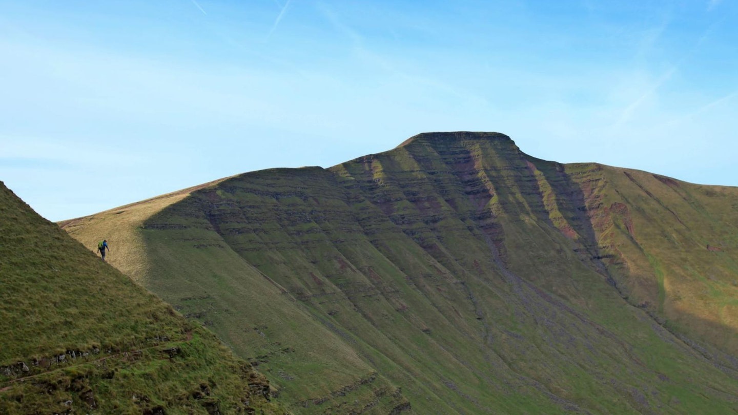 Traversing below Cribyn looking over towards Pen y Fan Brecon Beacons