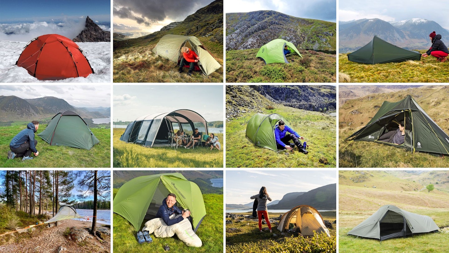 12 models of tents from different tent brands