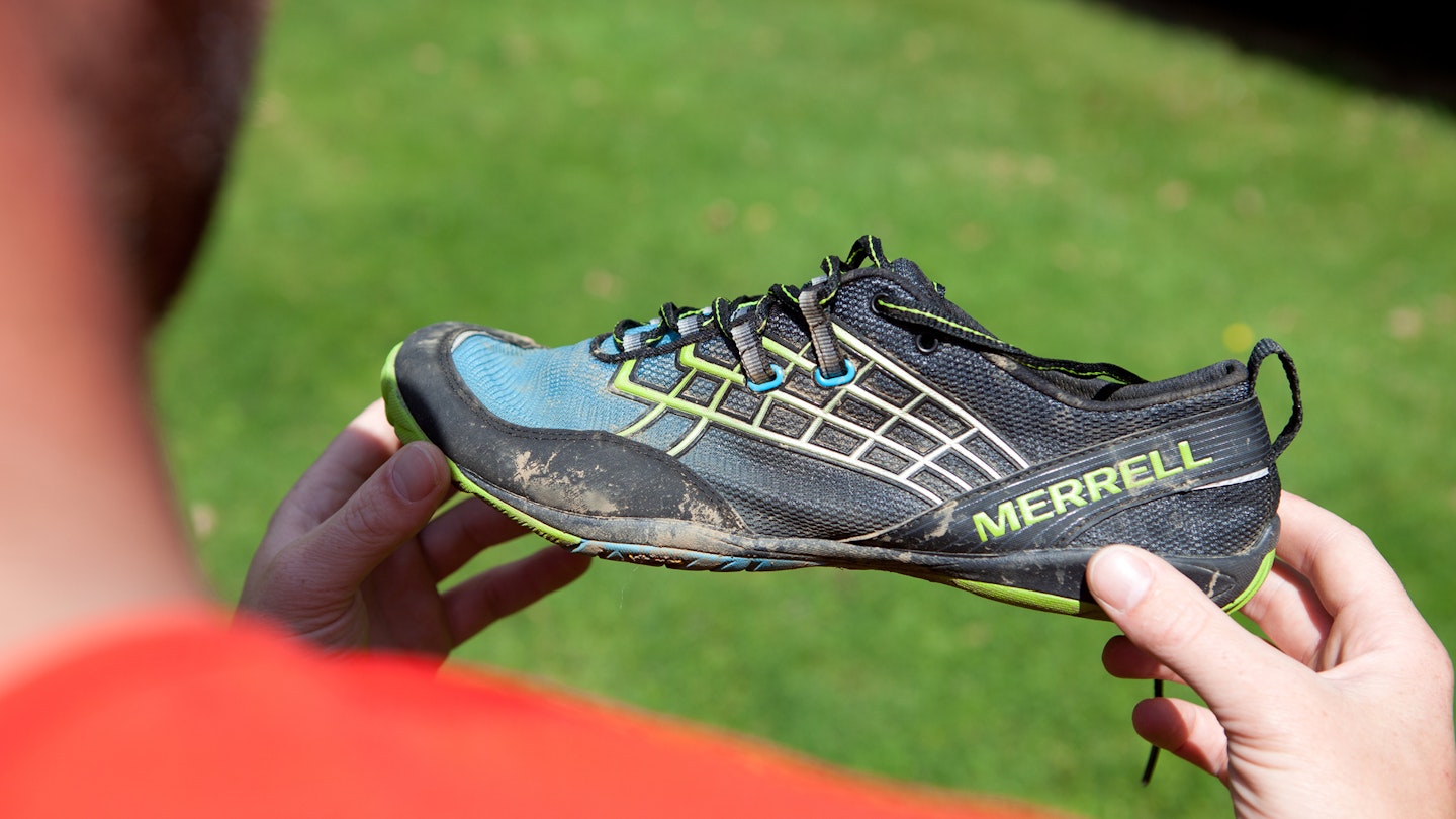 examining a minimalist barefoot trail running shoe from Merrell