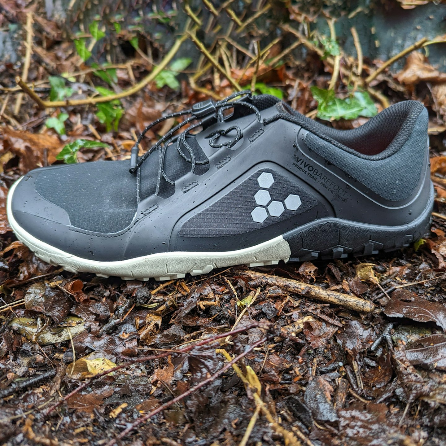 side profile of Vivobarefoot Primus Trail III All Weather minimalist trailrunning shoes