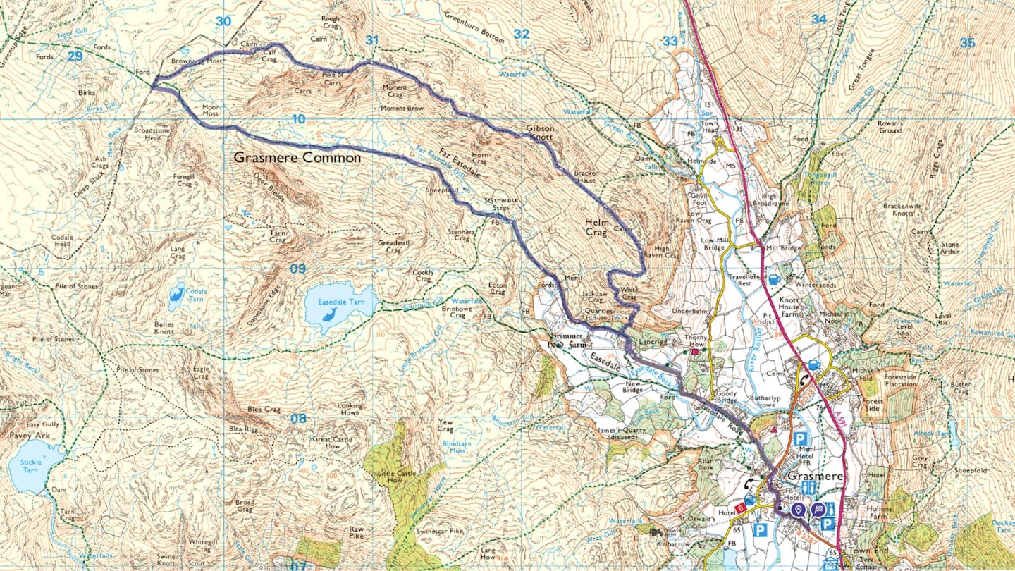 Helm Crag walking route map