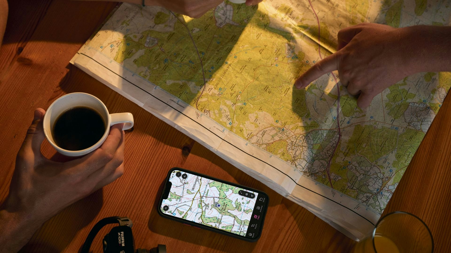 Hikers using OS Maps app