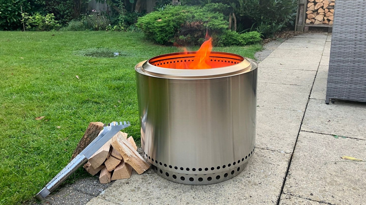 Solo stove with flames coming out