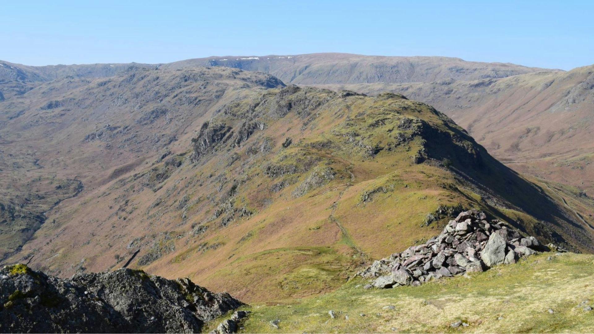 Views of Gibson Knott from Helm Crag Lake District