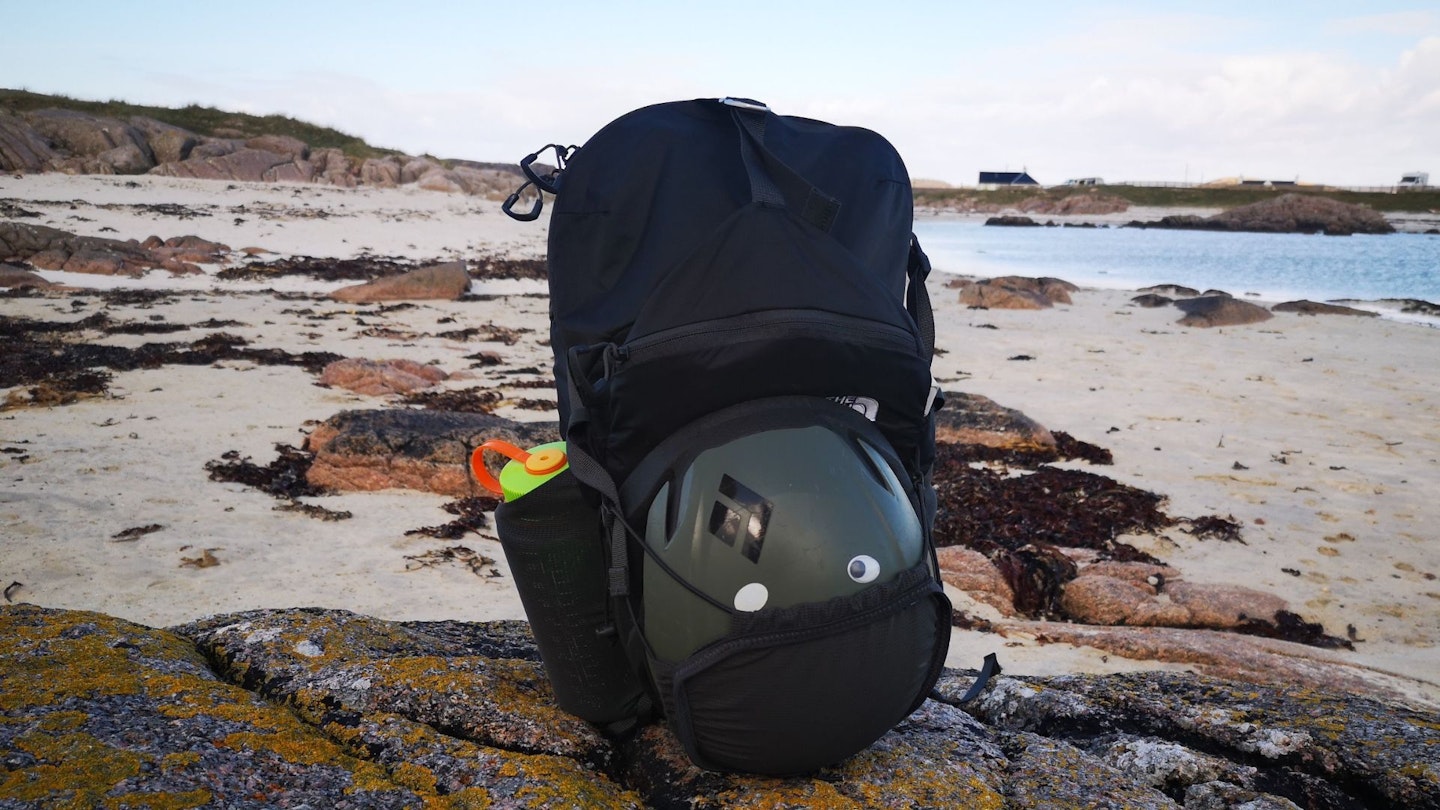 North face trail lite backpack on the beach
