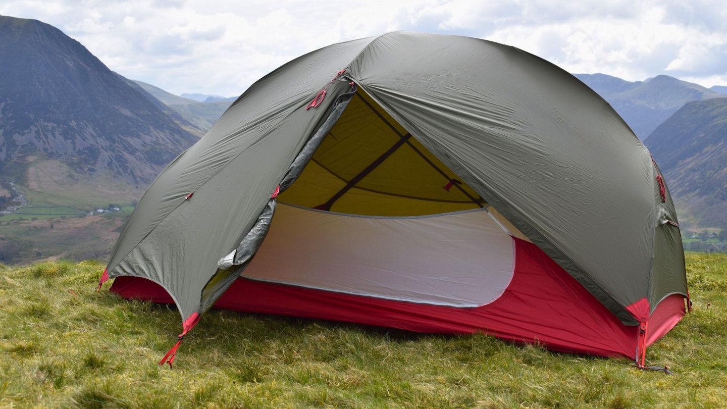 MSR Hubba Hubba NX 2-Person Backpacking Tent pitched on a hilltop