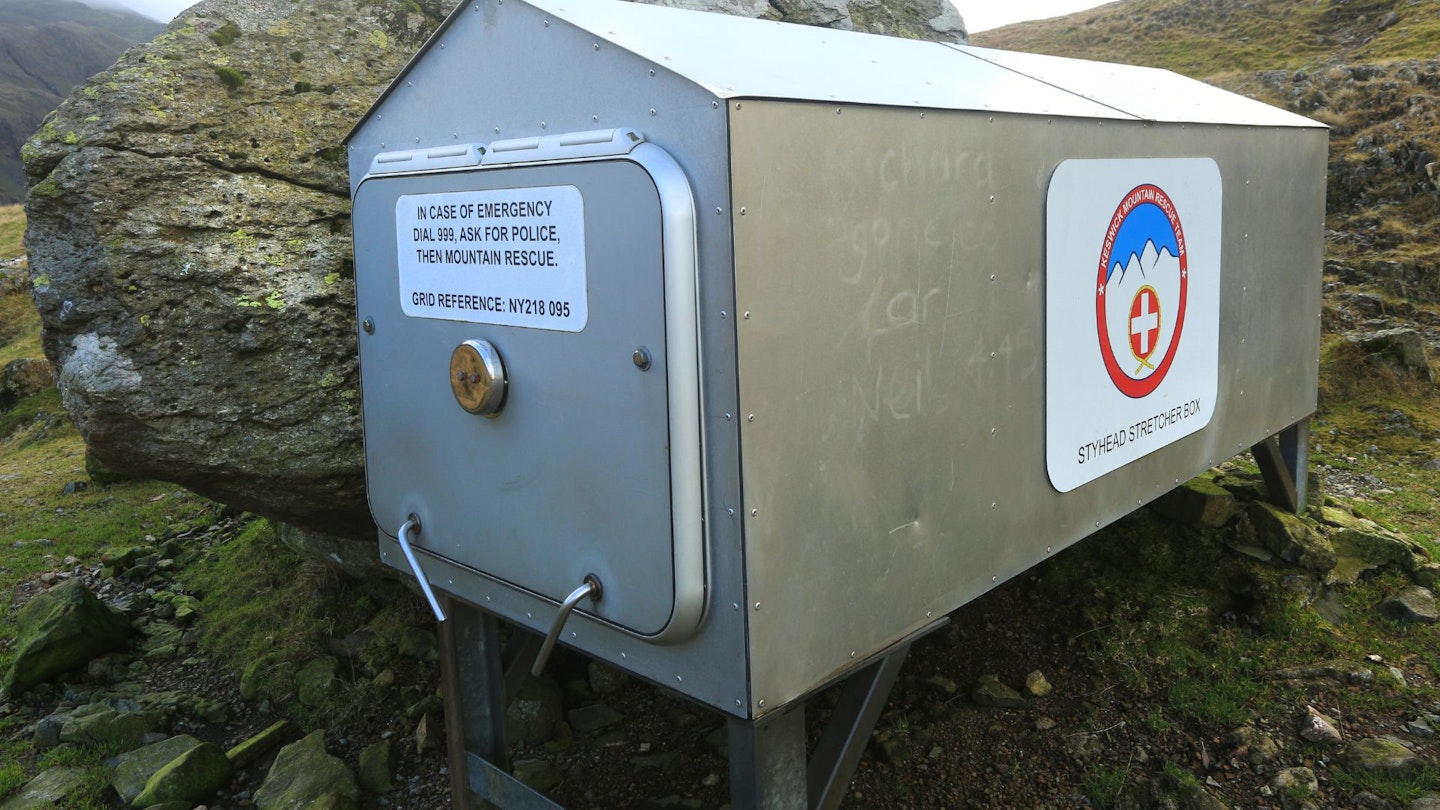 Stretcher Box at Sty Head Scafell Pike Corridor Route Lake District
