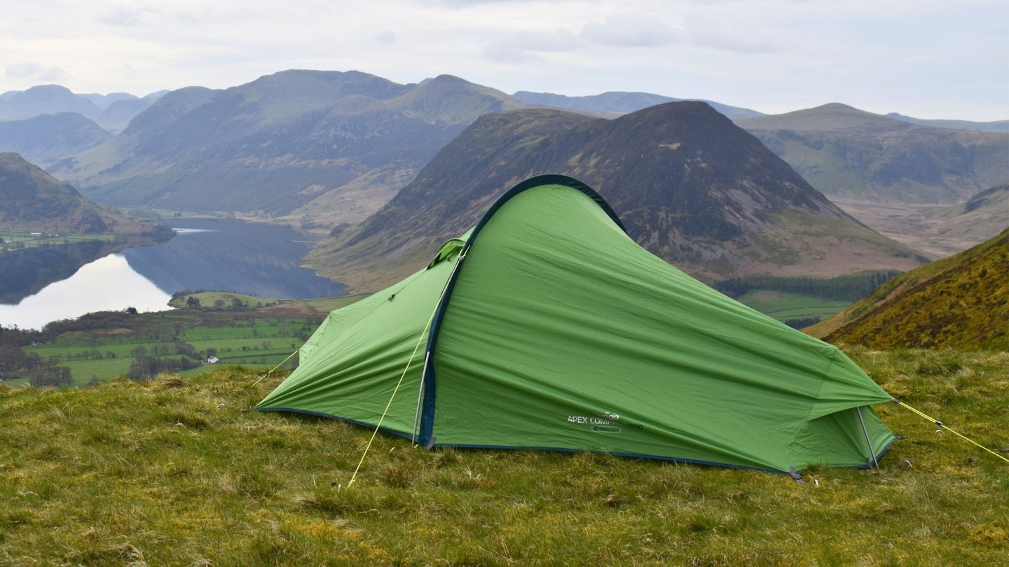 Vango Apex Compact 200 pitched on a hilltop