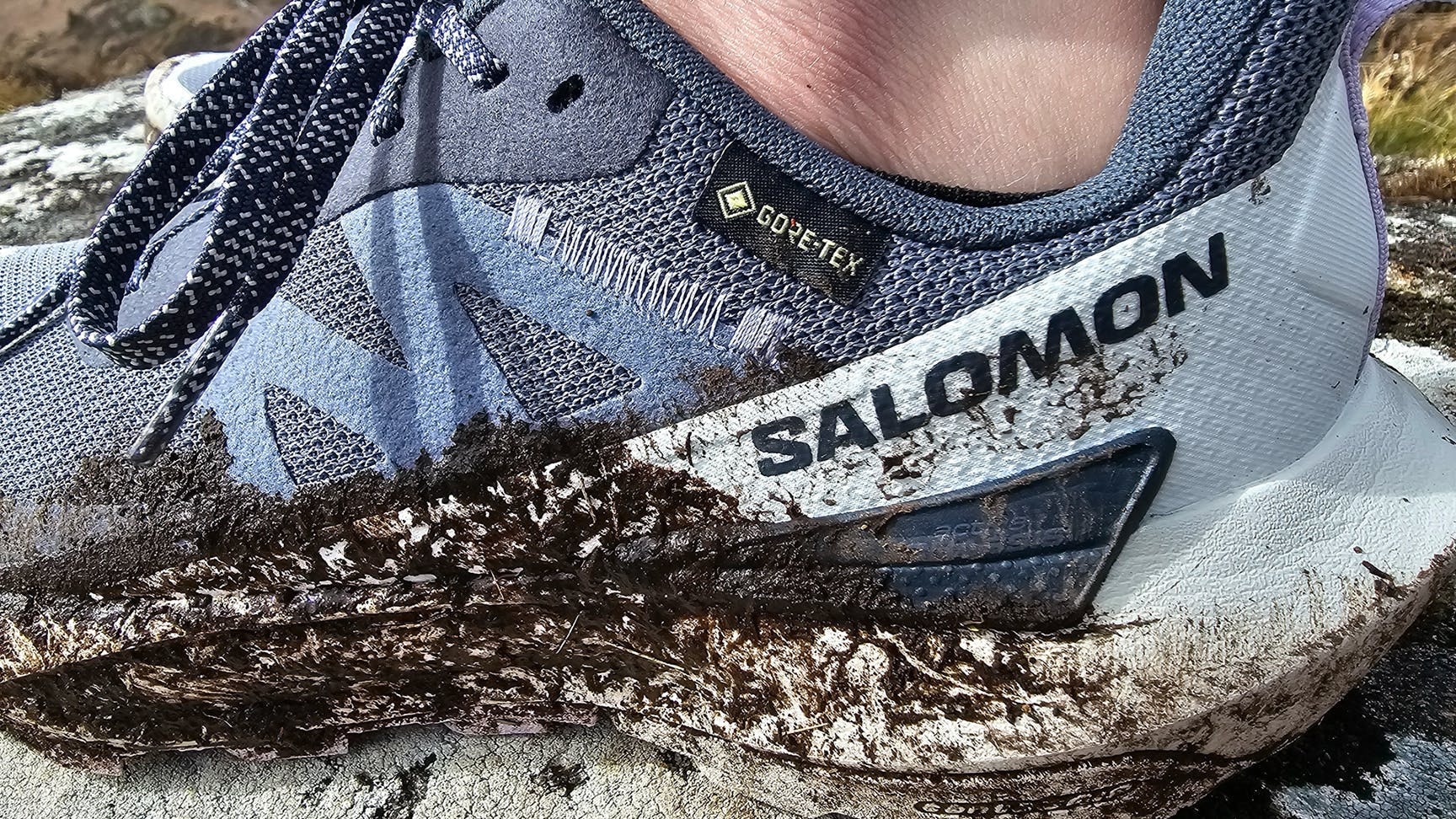 Gore Tex Label and midsole on Salomon Elixir Activ GTX hiking shoe