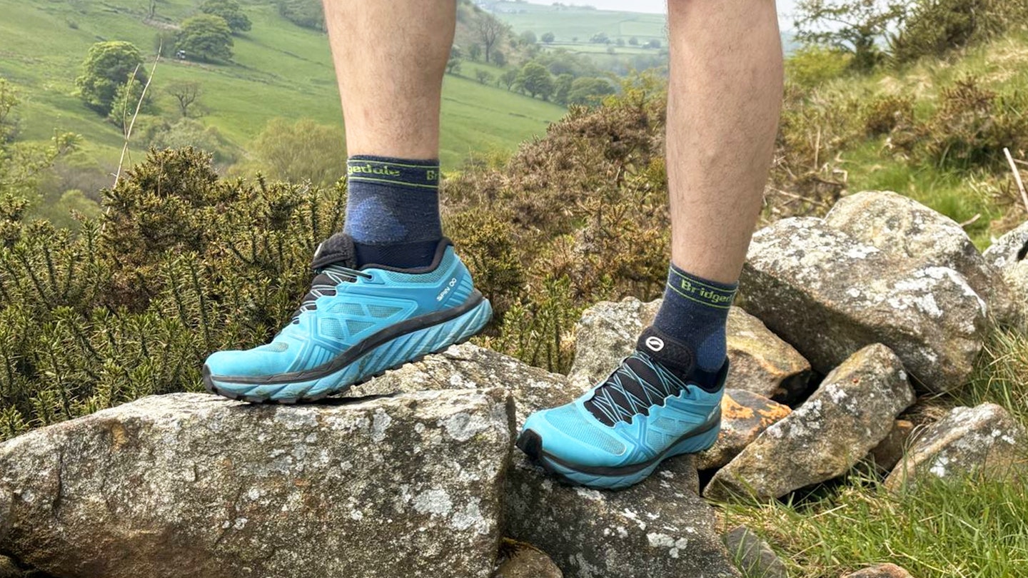 legs in Scarpa spin infinity trail running shoes