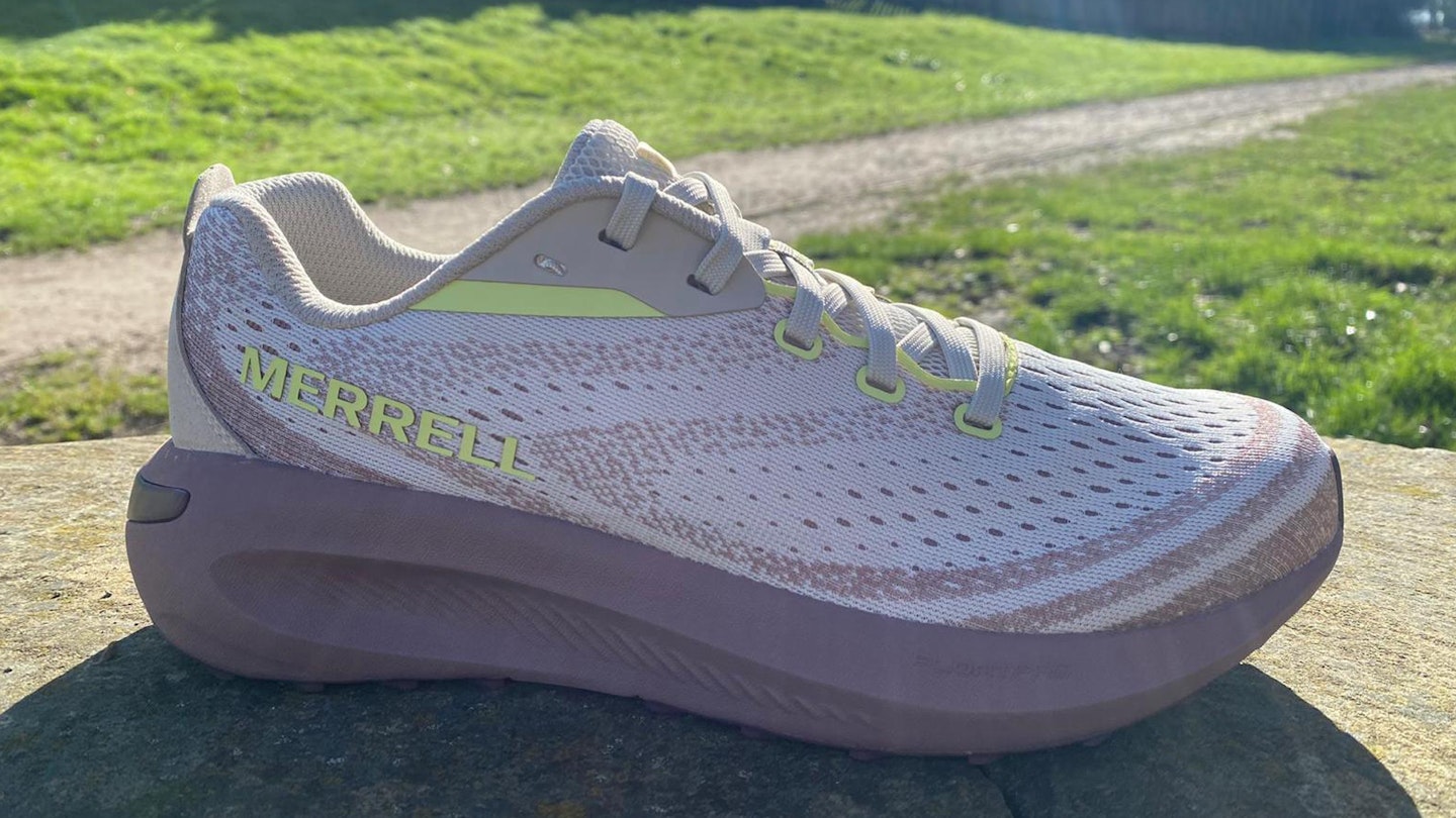 side profile of Merrell Morphlite road to trail running shoes