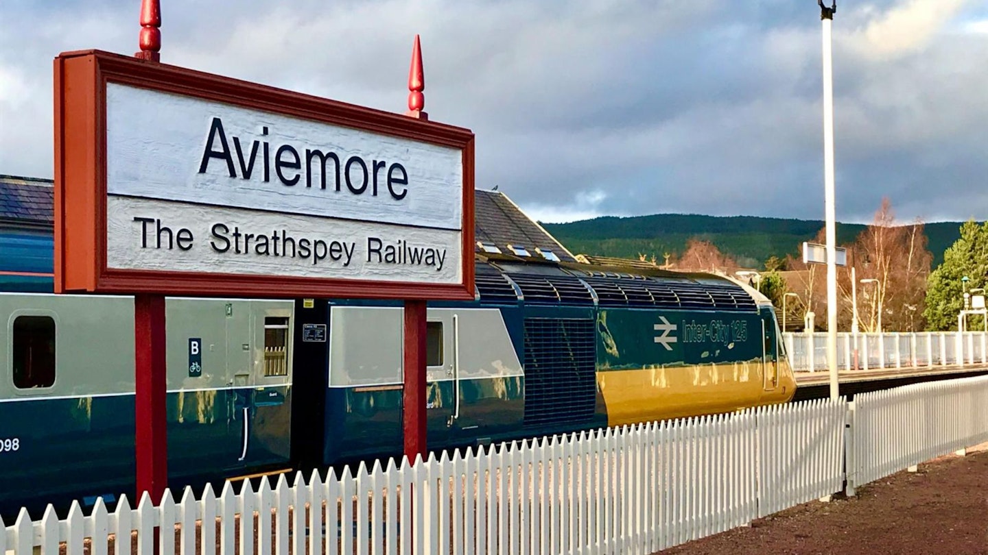 Aviemore train station sign