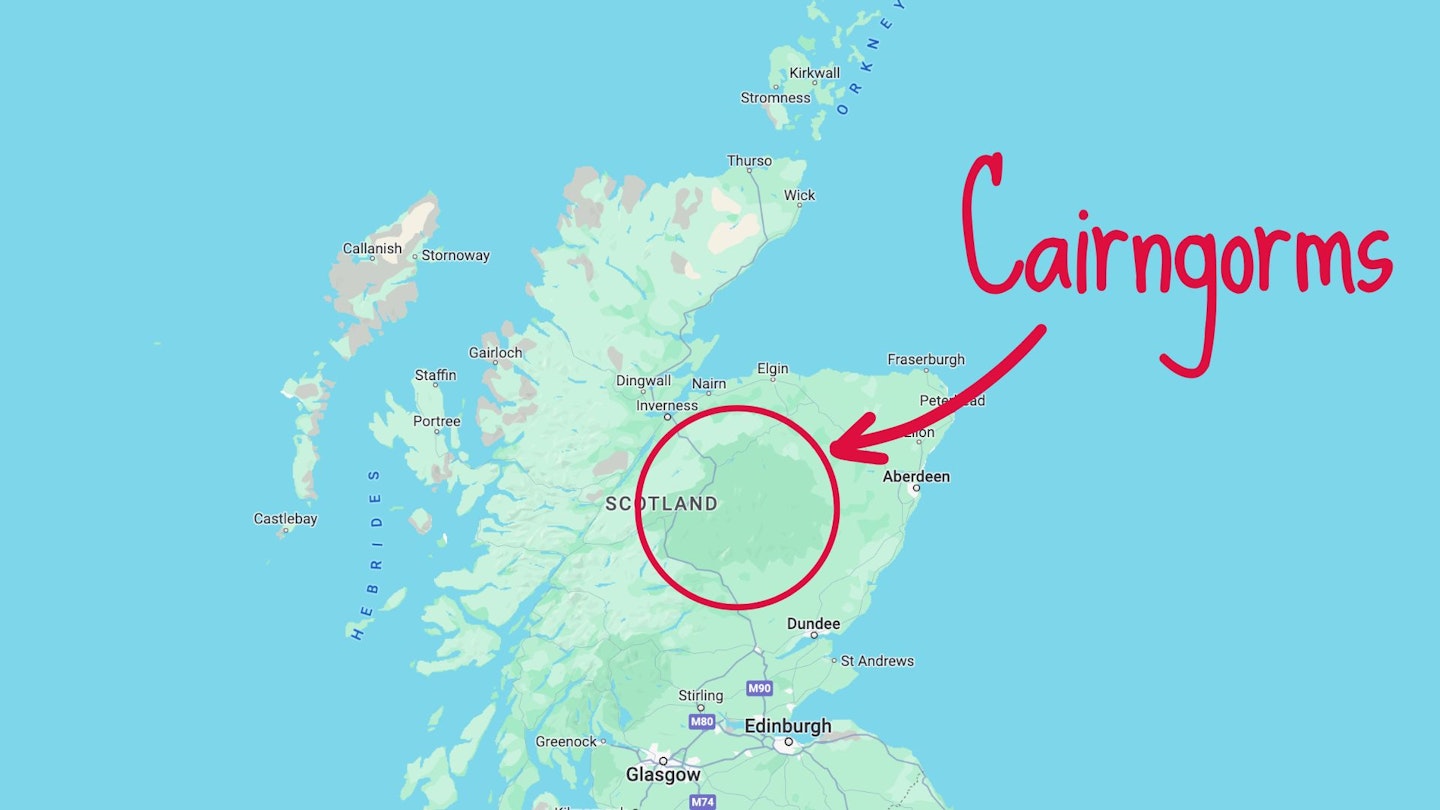 Cairngorms location on a map of scotland