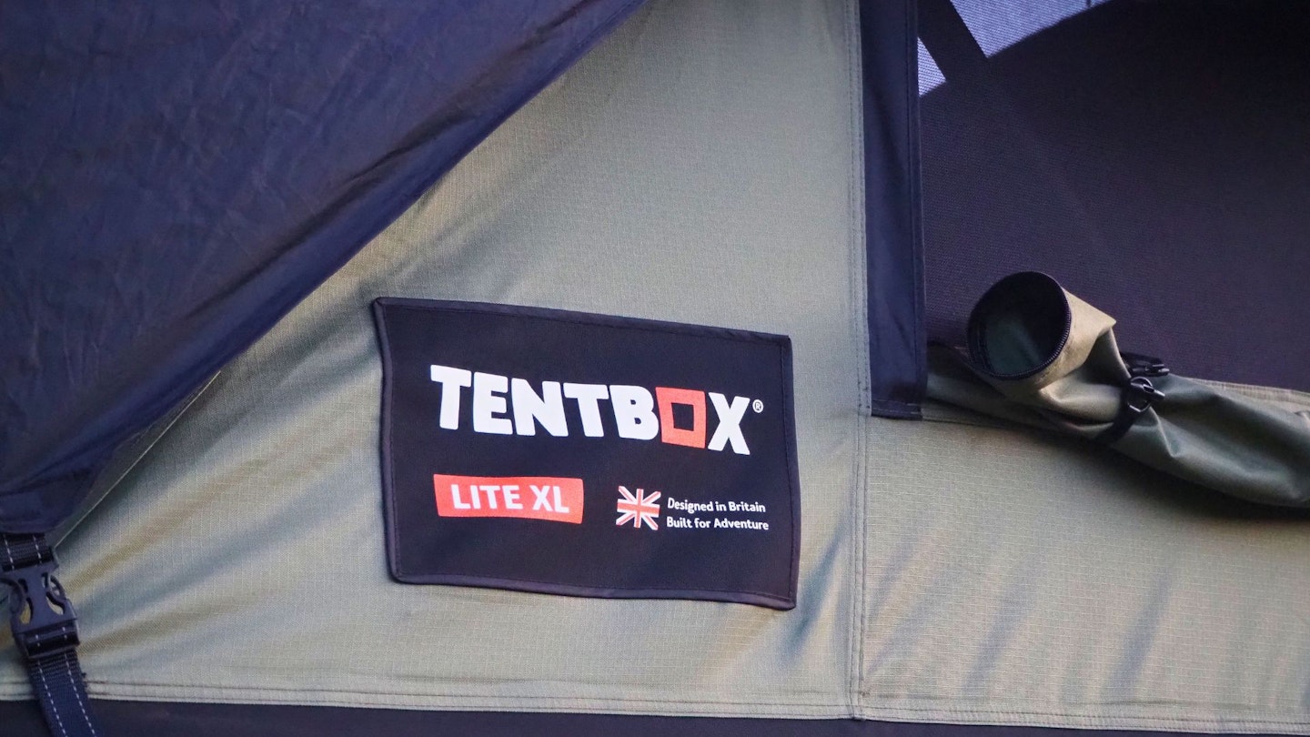 Closeup of TentBox model label