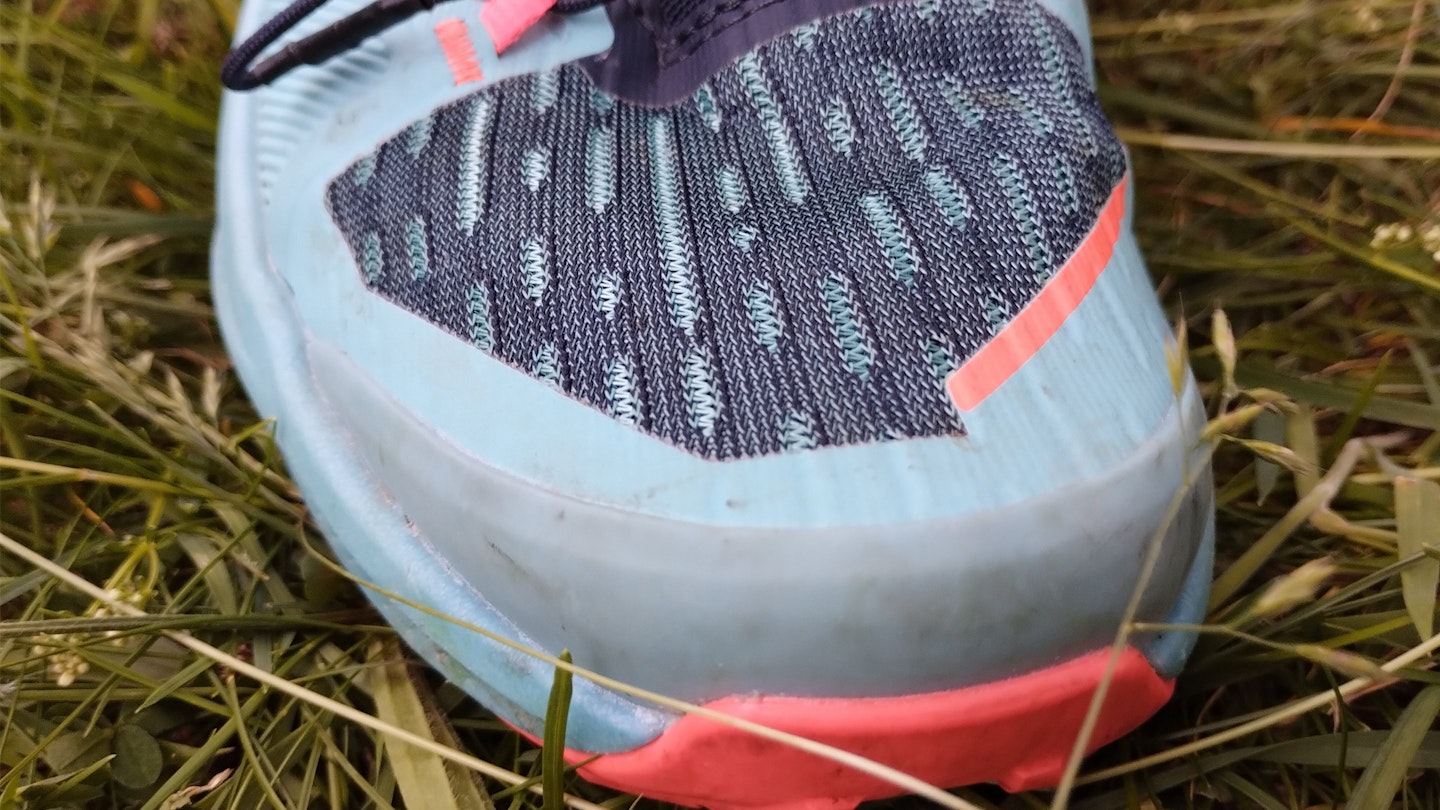 The mesh toebox of the Dynafit Ultra 2 trail running shoes