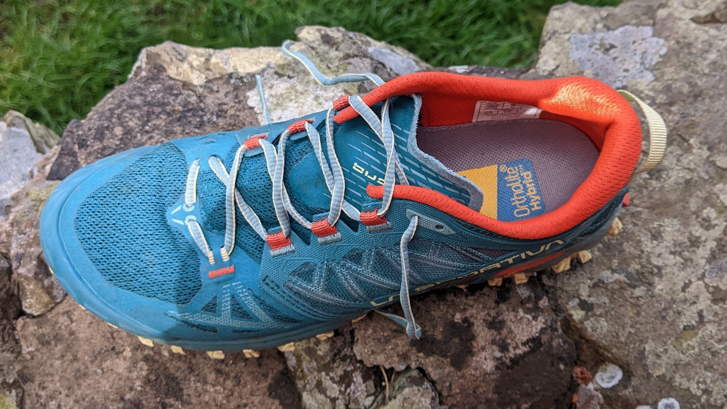 The top of the La Sportiva Bushido III trail running shoe