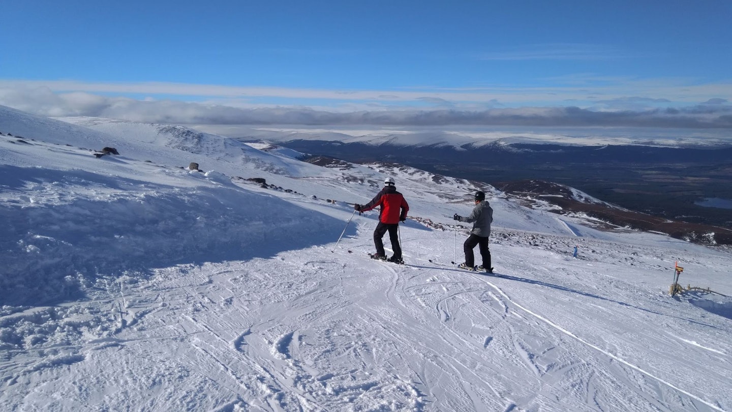 Overlooking Corrie Cas on skis