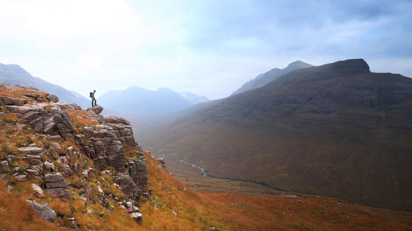 On the lower flanks of Tom na Gruagaich Looking over to Liathach Beinn Alligin Scotland Torridon