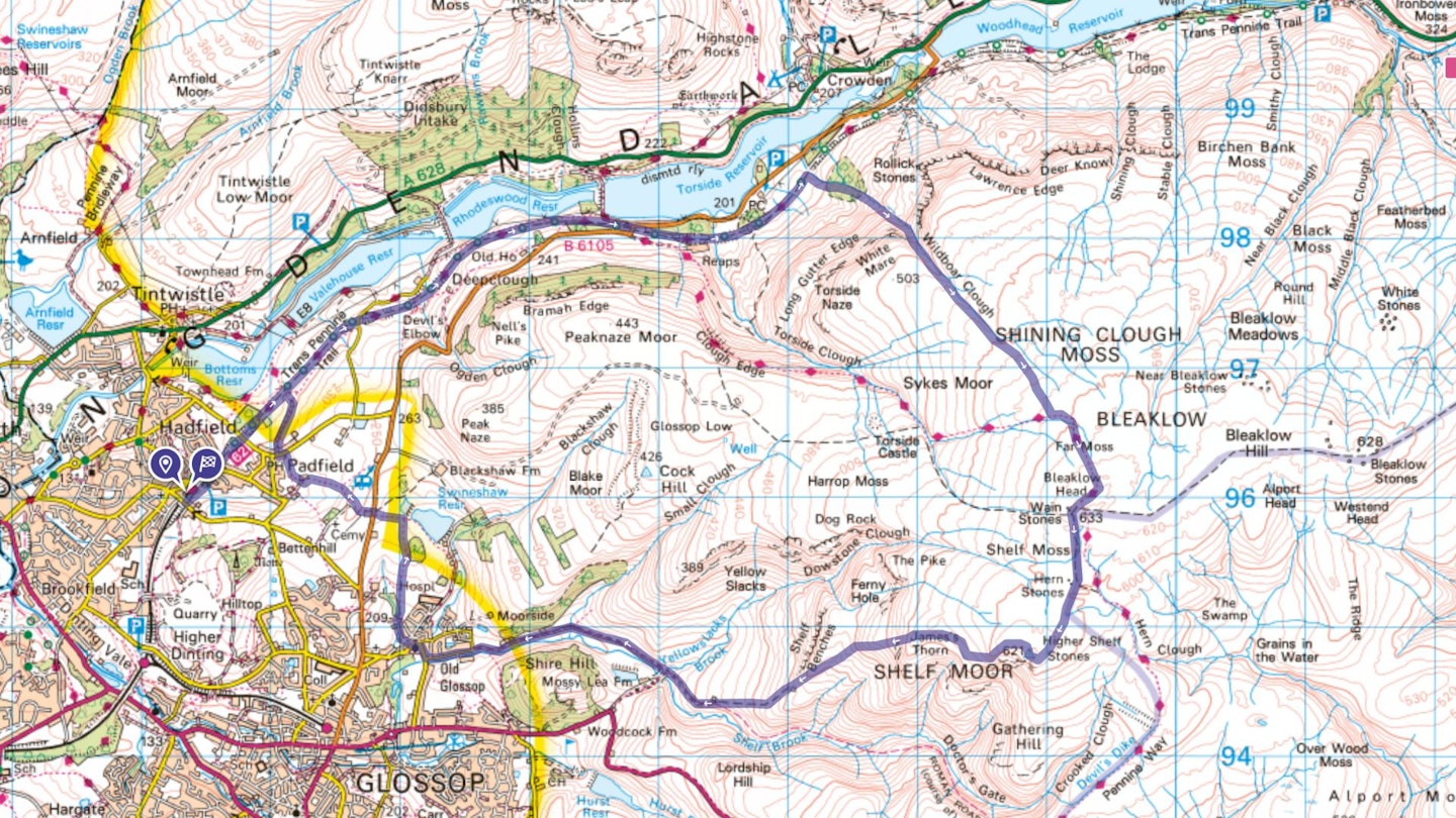 Bleaklow route map