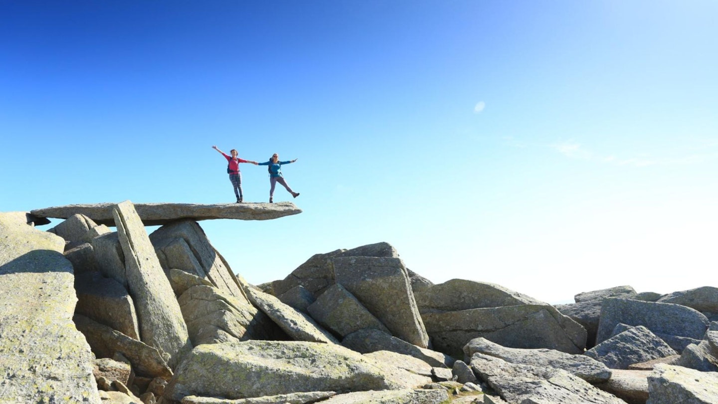 Cantilever stone Summit plateaux of Glyder fach Snowdonia