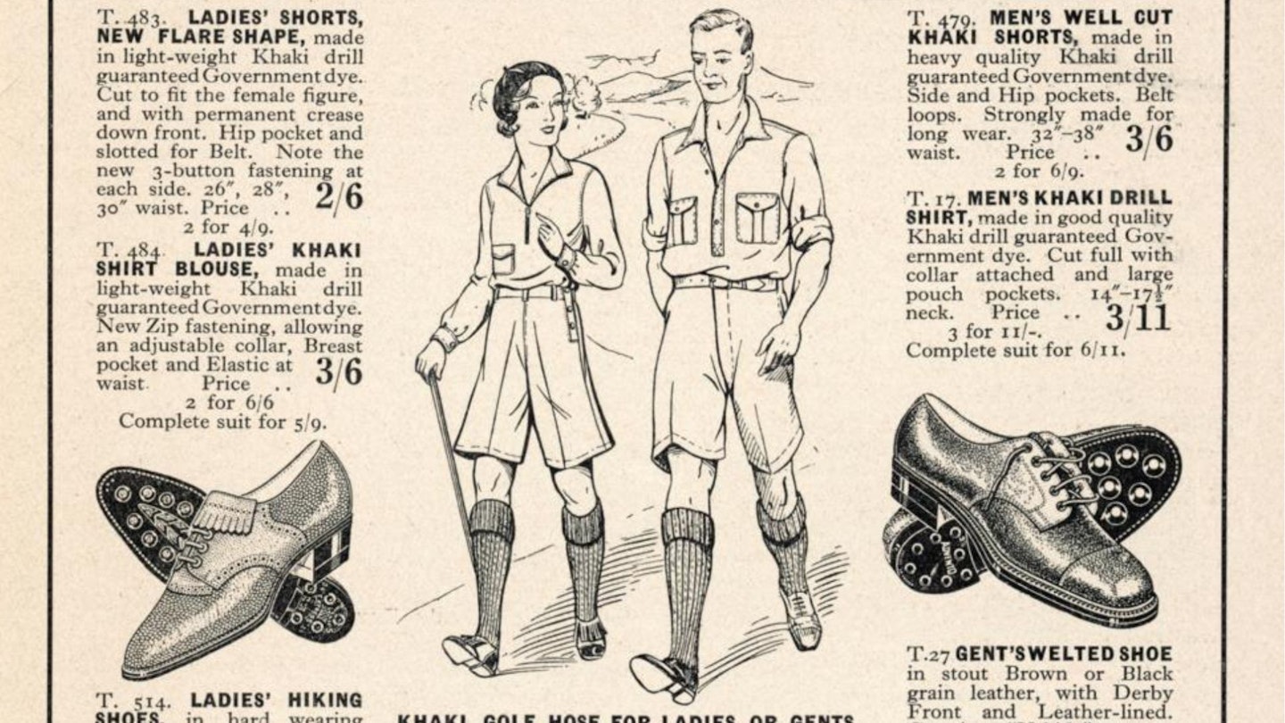 Early advert for female hiking attire