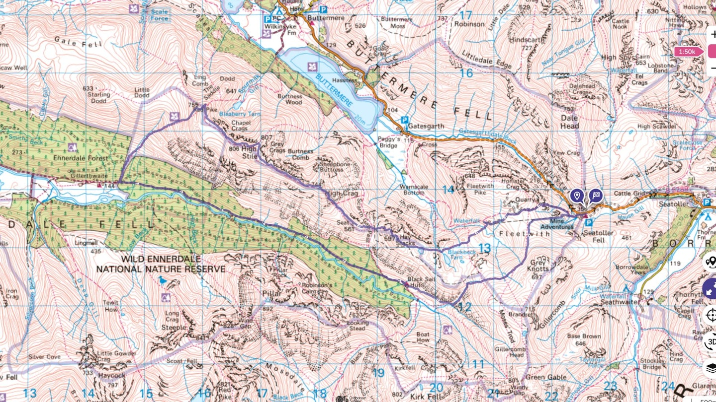 High Stile Range topographical map