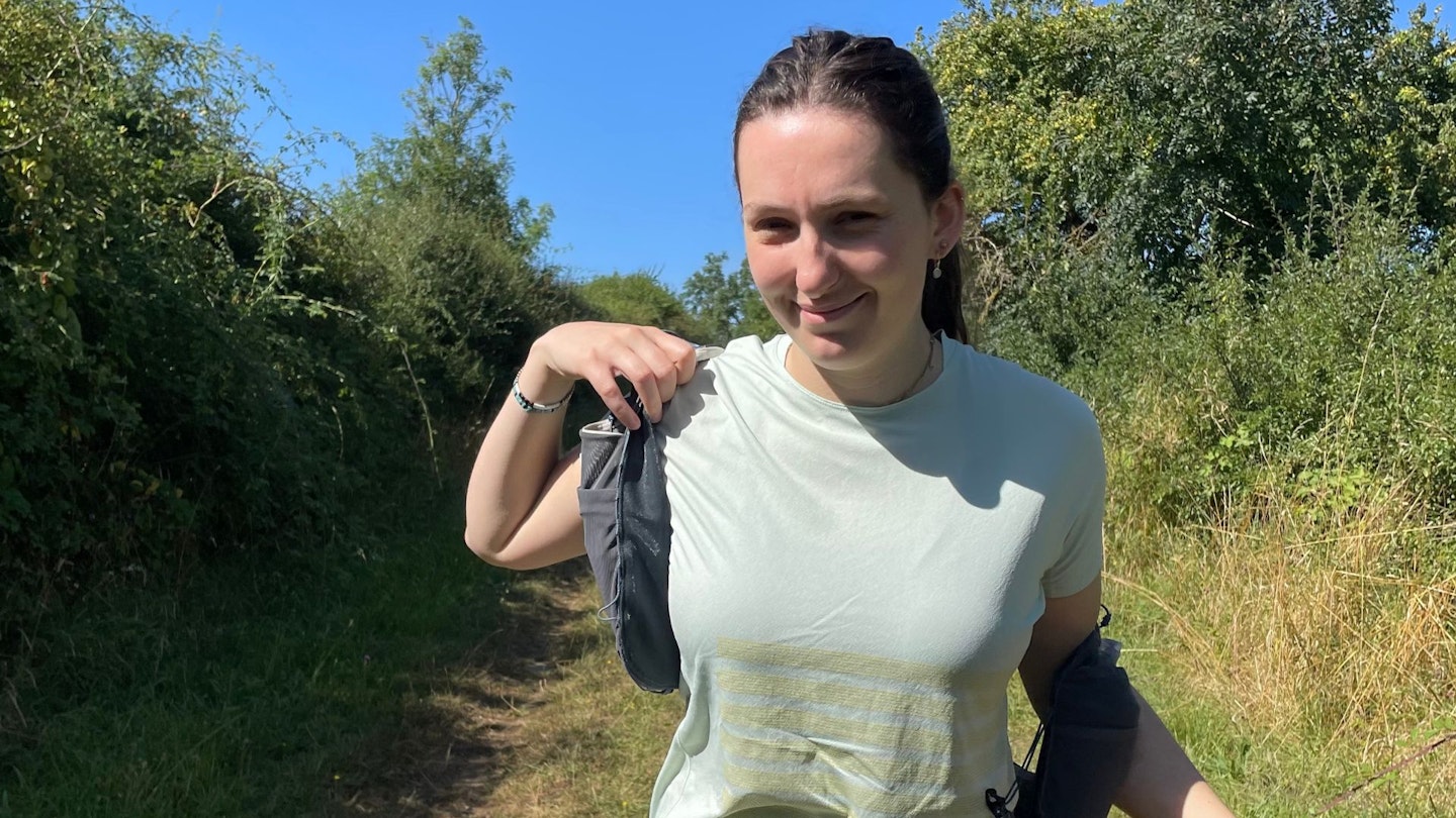 Lara testing the Patagonia Slope vest