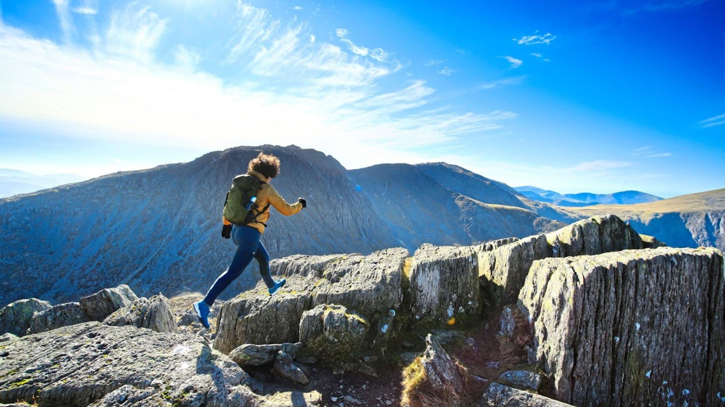 Looking south from the summit of Tryfan to spot height