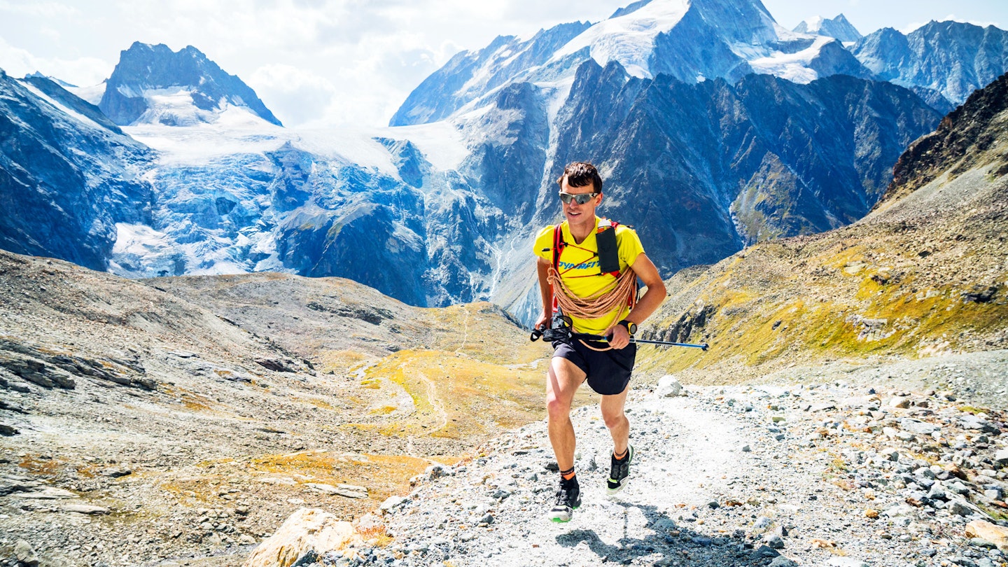 Trail Running uphill in the mountains