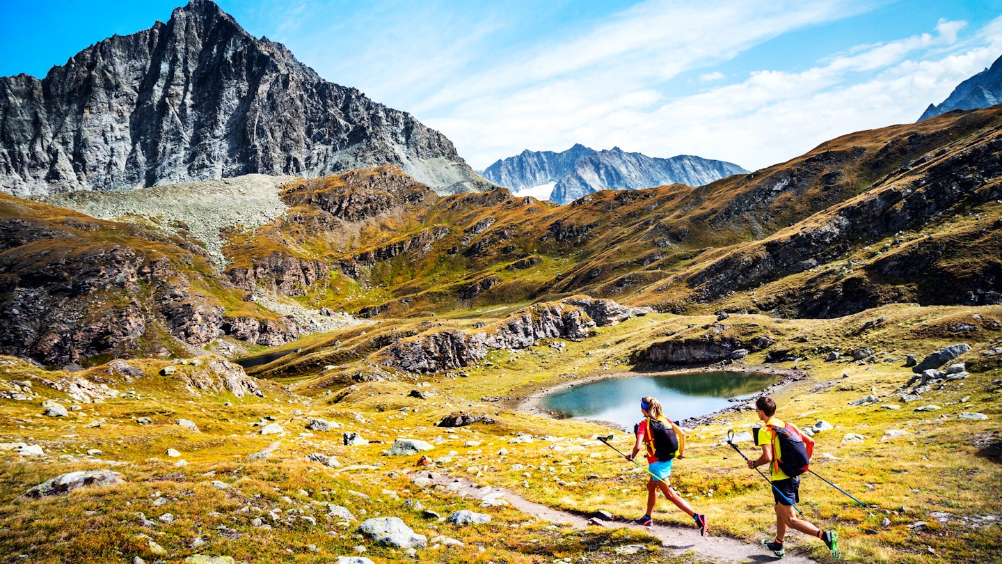 Trail running in the mountains