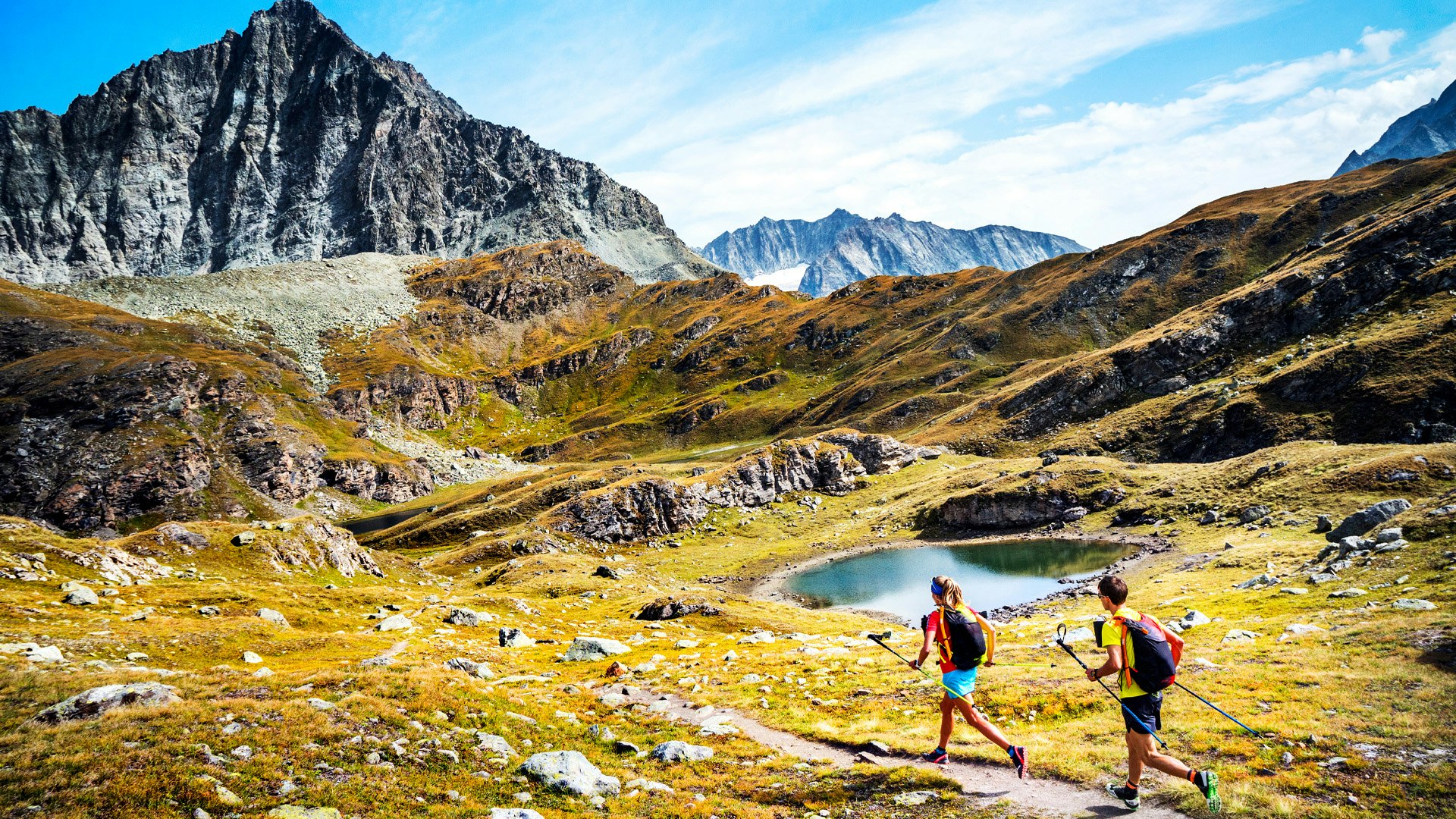 Trail running in the mountains