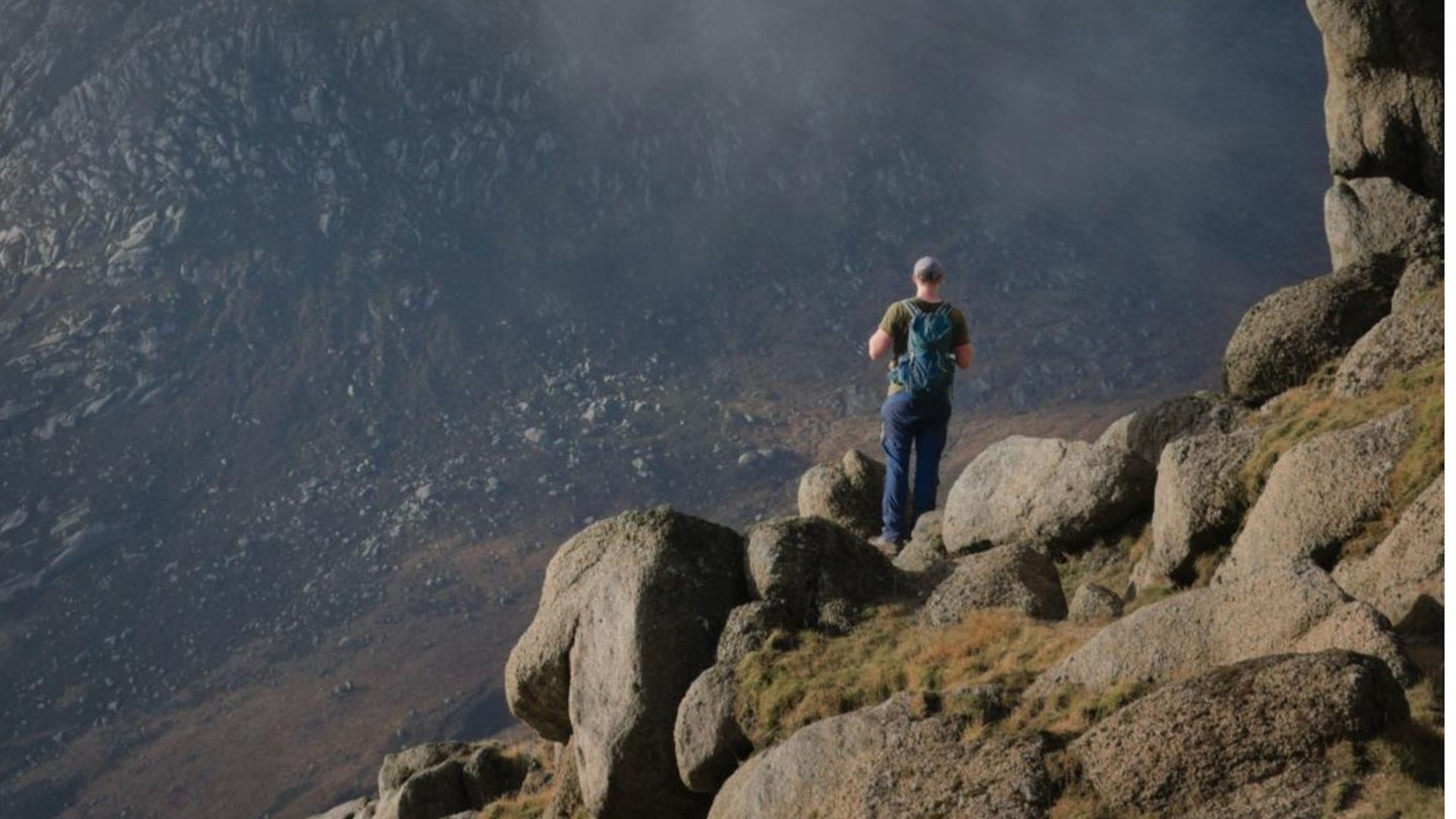 Descending from North Goatfell towards The Saddle with Cir Mhòr beyond