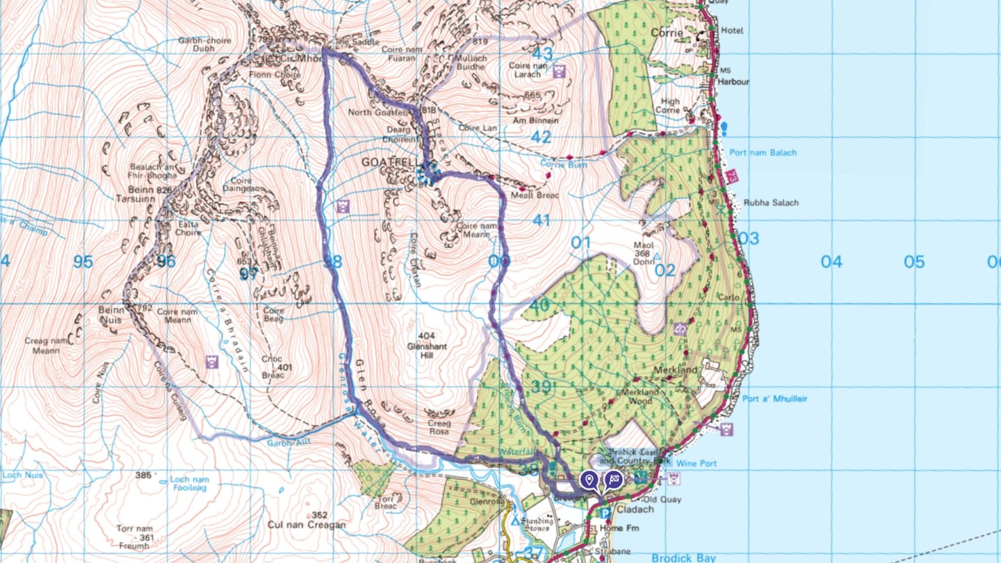 Isle of Arran Goatfell route map