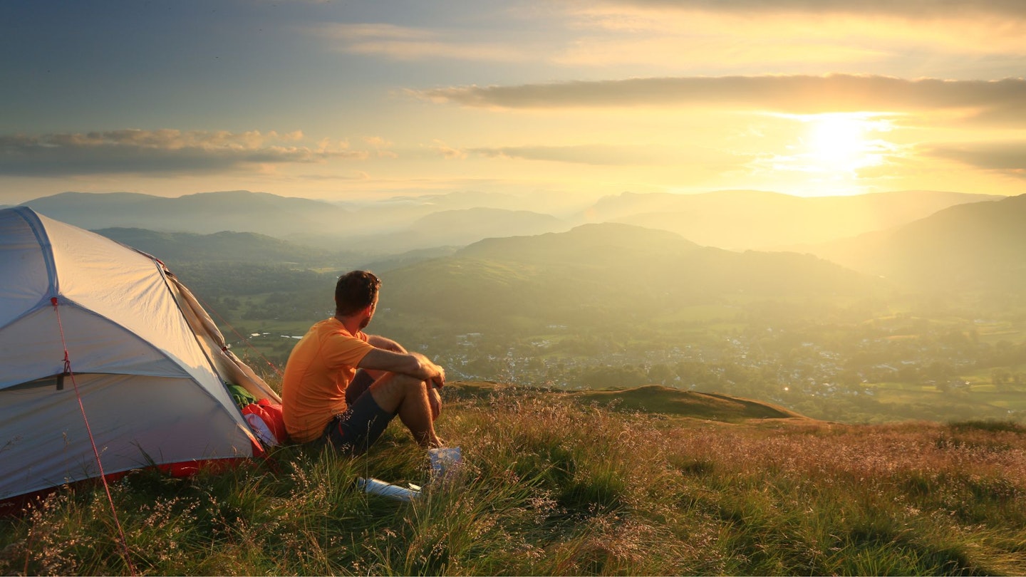 LFTO and Trail editor Oli Reed wild camping on Wansfell in the Lake District