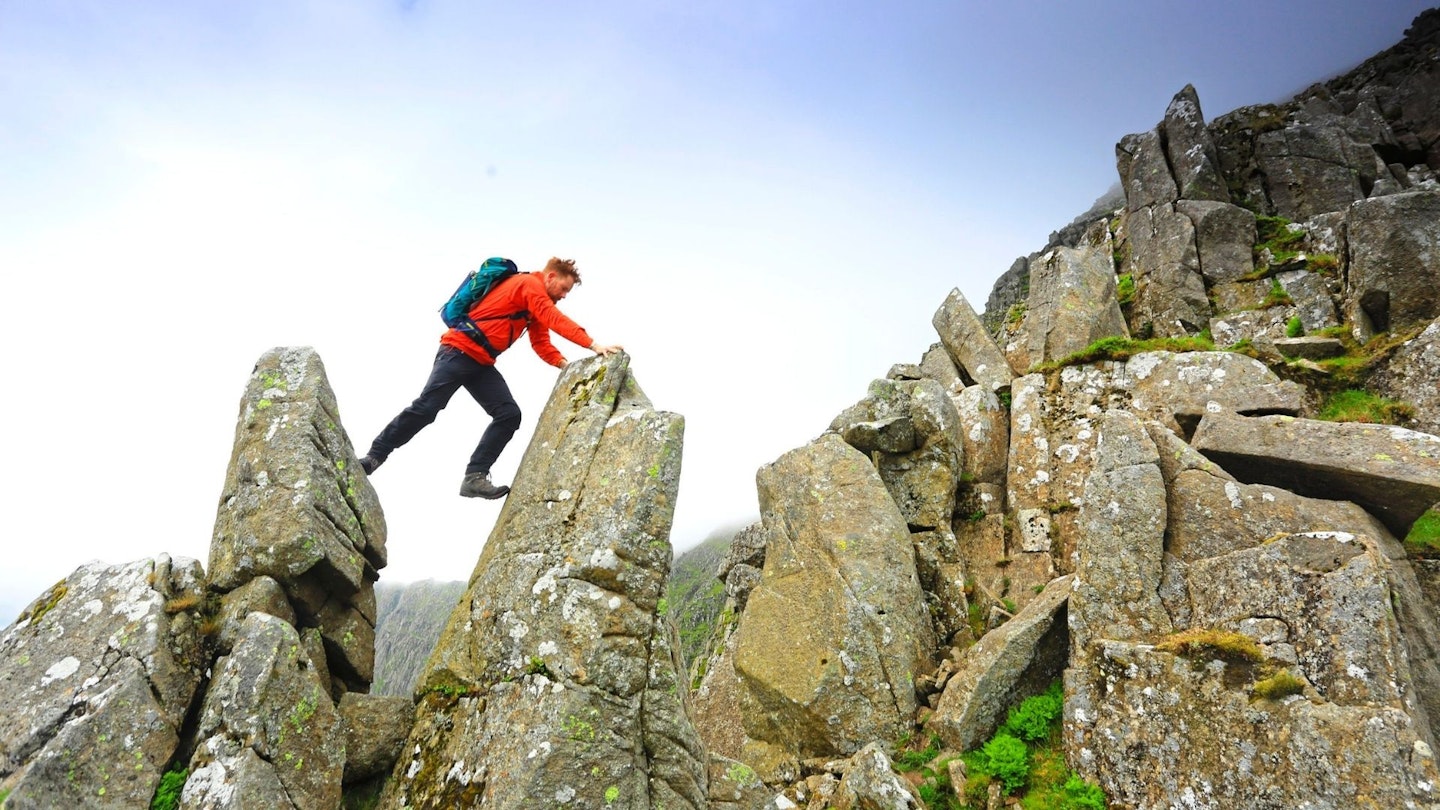 Scrambling and hiking on the Llech Ddu Spur Snowdonia